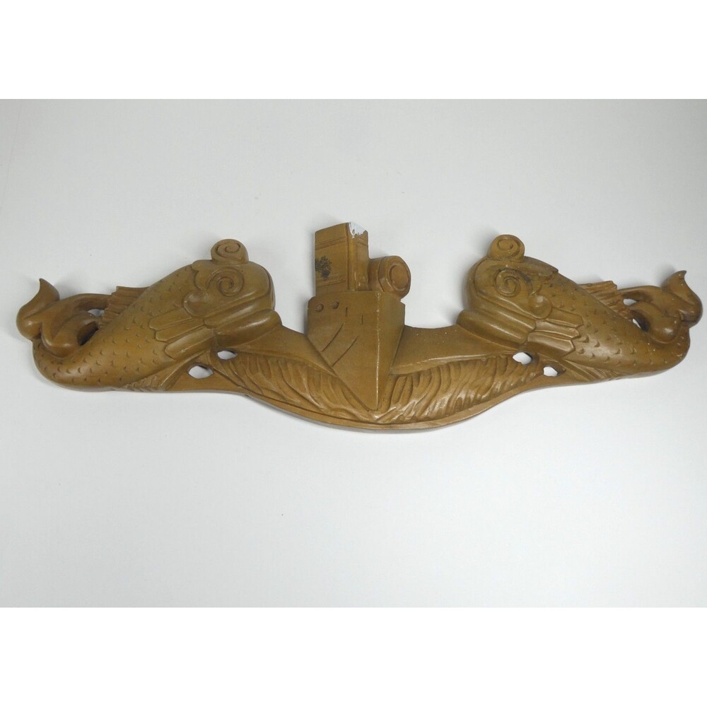 Enlisted Submarine Warfare Insignia Dolphins Wall Plaque 20" US Navy Wood Resin